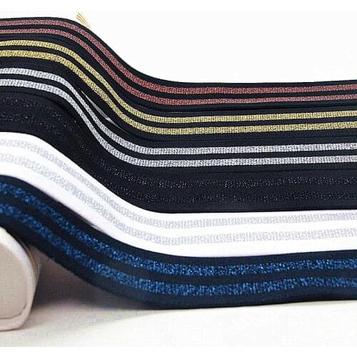 5cm 4cm Elastic Bands Gold Silver Stripe Elastic Rubber Band 40mm 50mm Belt for Garment Trousers Sewing Accessories DIY 1M