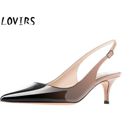 Lovirs Womens Solid Color Slingback Ankle Strap Sandals Stiletto Bride Mid-Heel Pointy Toe Pumps Shoes for Party Dress