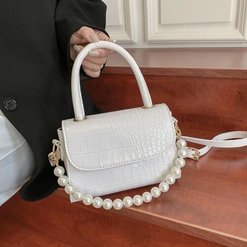 Fashion Crossbody Bags For Women 2021New Summer Handbags Brand Design PU Leather Shoulder Bags Pearl Chain Womens Bag