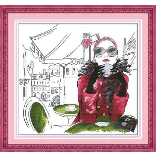 The city girl cross stitch kit DIY hand embroidery set craft handmade needlework