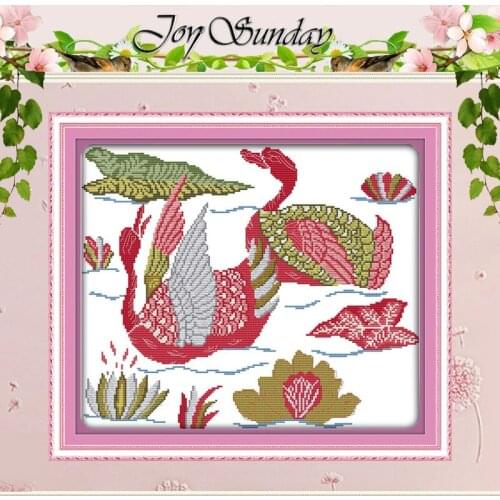 Two Swimming Goose Counted Cross Stitch 11CT Printed 14CT Cross Stitch Sets animals Cross-stitch Kits Embroidery Needlework