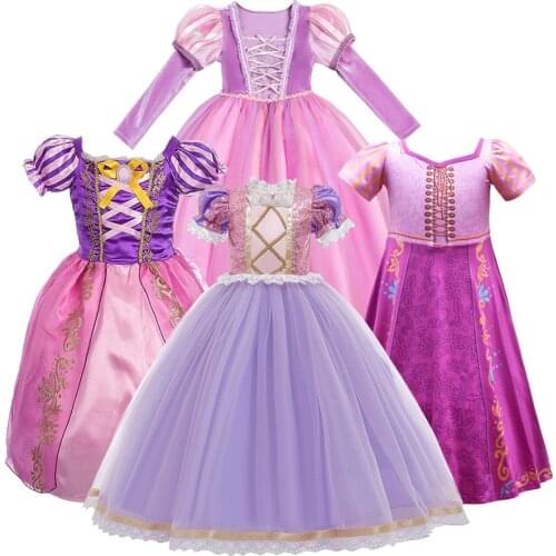 Party Tangled Rapunzel Costume Girl Princess Dress Up Halloween Cosplay Birthday Carnival Clothes Wig Elegant Evening Vestidoes