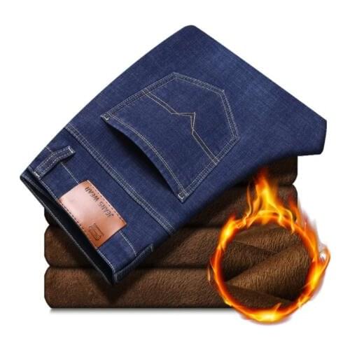 2021 New Men Activities Warm Jeans High Quality Famous Brand Autumn Winter Jeans warm flocking warm soft men jeans