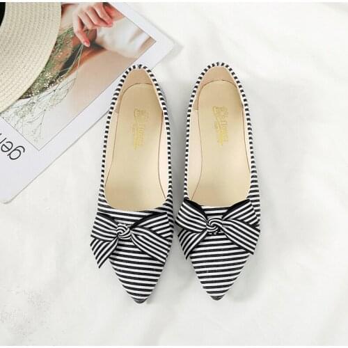 New arrival solid color casual ladies flat shoes striped wild fashion simple spring autumn must-have Zapatillas Mujer W38-31