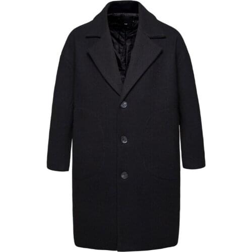 Autumn Winter Wool Blends Jacket Men Single Breasted Overcoat Loose Long Trench Coat Men Casual Woolen Coat New arrivals