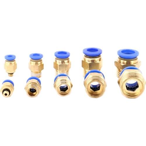 PC-01 02 03 04 Straight Push in Fitting Pneumatic Connect 4-12mm OD Hose Tube 1/8" 1/4" 3/8" 1/2"BSPT Male Thread Connector