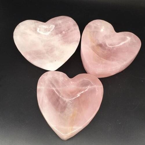 Natural rose quartz bowl heart shaped ashtray polished minerals healing stones living room decoration