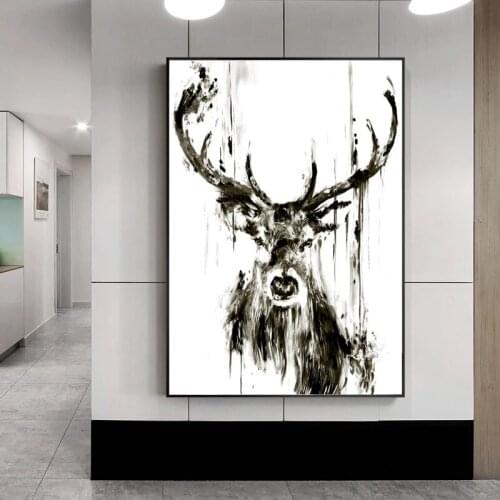 Modern Abstract Animal Deer Pictures Canvas Painting Posters and Prints Wall Art Pictures for Living Room Decoration Cuadros