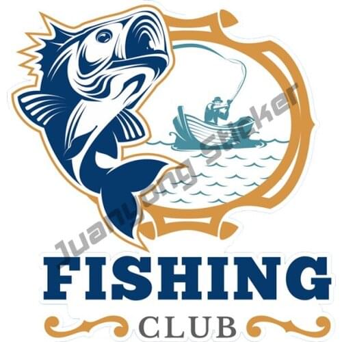 Fishing CLUB Trunk Laptop Tank Cartoon Art Pattern Cap Car Sticker Coloful Decals Motorcycle Accessories Sticker PVC12x12cm