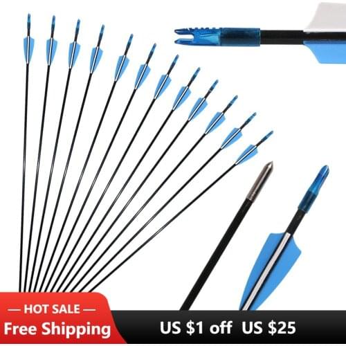 6/12/24 pcs Fiberglass Arrows 31inch Hunting Target Arrows for Recurve Bow Traditional Longbow with Fixed Arrows Tips