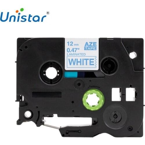 Unistar TZe233 Compatible for Brother Label Tape 12mmx8m Blue on White Laminated Label Tapes tze 12mm tze233 TZ233 Label Maker