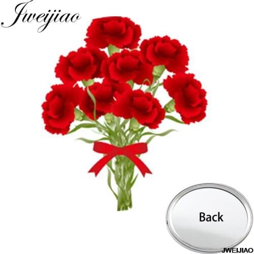 Youhaken Carnation Clove pink Flowers One Side Flat Pocket Mirror Gillyflower Compact Portable Gifts Makeup Vanity Hand Mirrors