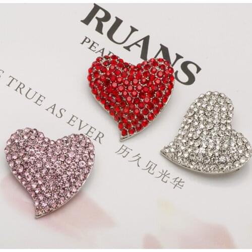 2019 Valentines Day Fashion Crystal Heart Brooches and Enamel Pins for Women Rhinestone Broshes Jewelry Accessories Gifts