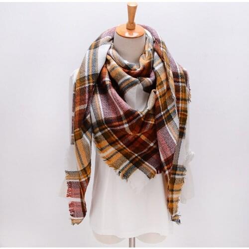 Winter summer hijab Triangle Scarf For Women female Brand Designer Shawl Cashmere Plaid Scarves Blanket Dropshipping XS027-12