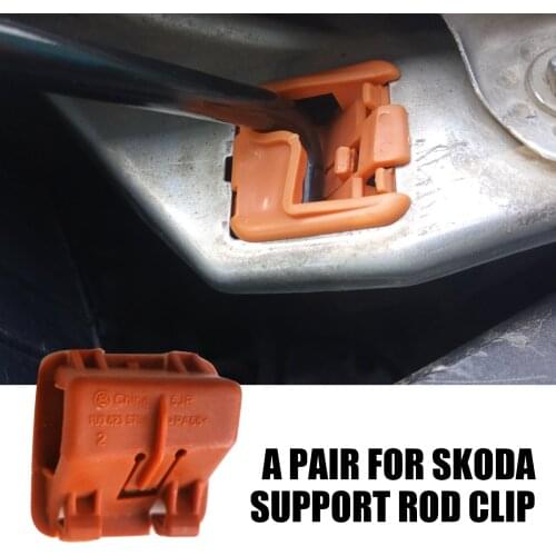 1U0823570A 1set/pack Plastic Car Roomster Hood Bonnet Rod Stay Bracket Buckle Clip For Skoda Fabia Octavia MK2 2004-2012 2013