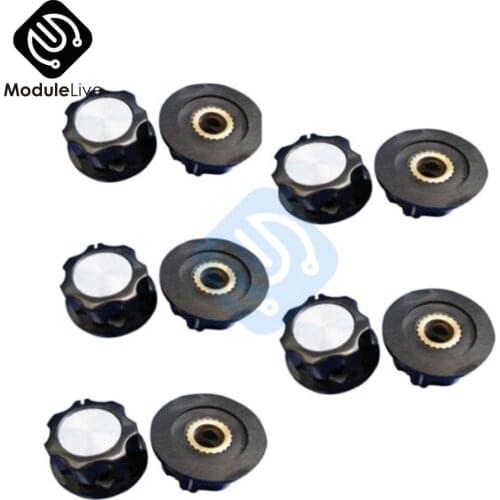 10PCs 16mm Rotary Control Turning Knob Cap for Hole 6mm Dia. Shaft Potentiometer