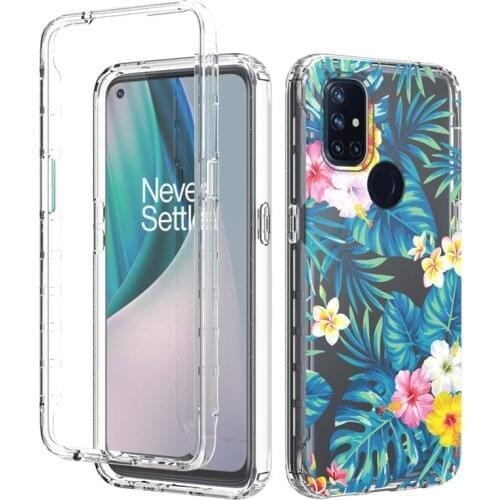 100pcs/Lot 360 3 in 1 Full Body Flower Phone Case For Oneplus 9 Pro For One Plus Nord N10 N100 Anti Shockproof TPU Coque