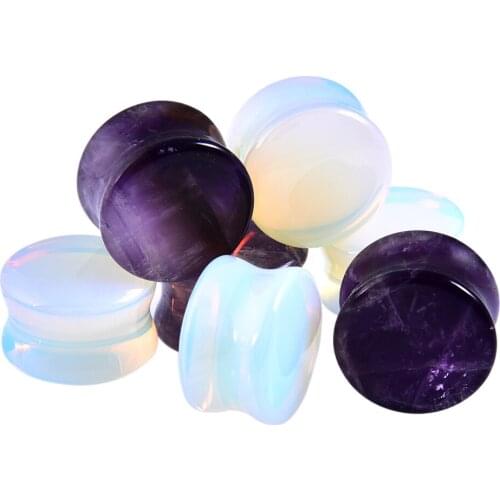 6-16mm 2Pcs Stone Ear Plugs and Tunnels Ear Piercing Jewelry Opal Ear Stretcher Expanders Gauges Earring Piercing Body Jewelry
