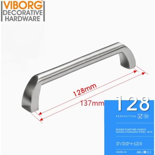 4 Pieces) VIBORG 128mm 304 Stainless Steel Casting Modern Kitchen Cabinet Cupboard Door Handle Pull Drawer Pulls Handles,SV204