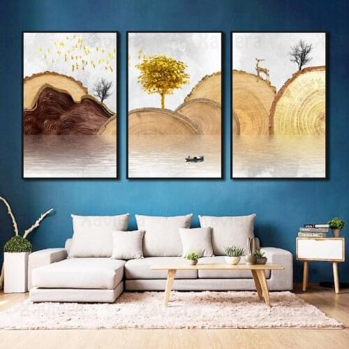 Chinese Style Abstract Landscape Canvas Painting Landscape River Wall Art Posters Home Decoration Living Room Office Frameless