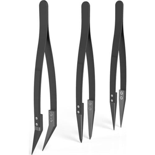 Promotion! Black Ceramic Tweezers Set - Antistatic,Anticorrosion,Antinetic,Highly Heat Resistant(3Pack)