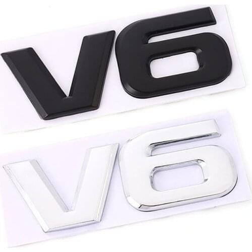3D Car V6 Logo Sticker Emblem Auto Badge Decal for Chevrolet BMW Audi VW Ford Fiesta Mustang Ranger Nissan Toyota Honda Styling