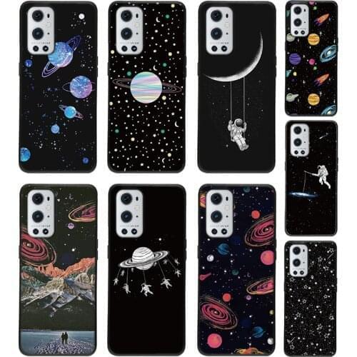 For One plus 9 9 pro 9R 8T Nord 5G N10 N100 Space Moon pattern Black Soft TPU Cover For OnePlus Z 8 Nord Silicone Phone Case