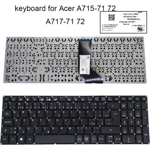 Czech Notebook keyboard for Acer Aspire 7 A715 71 71NY A715-72G A717 72 72G keyboards laptop parts New LV5T A80B NKI1517087