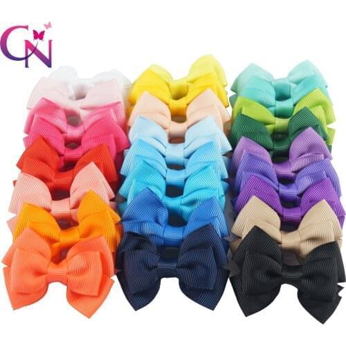CN 100Pcs/lot 2.5" Mini Ribbon Bows Baby Solid Hairclip Hair Accessories With Clip Boutique Hairbow For Kids Girls Headwear