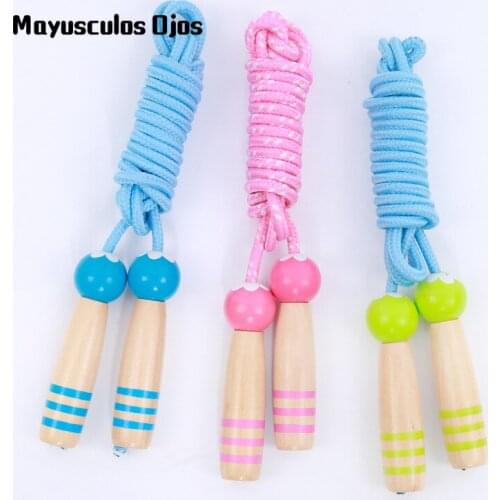 Childrens Wooden Toy School Kindergarten Pupils Sporting Goods Wooden Handle Cartoon Animal Lengthened Skipping Rope