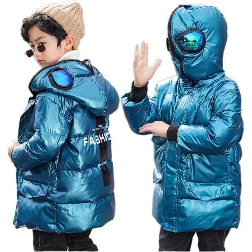 Toddler Winter Down Jacket For Boys Ultraman Waterproof Shiny Child Winter Coat 3-12 Years Kid Teenage Girls Outerwear Parka