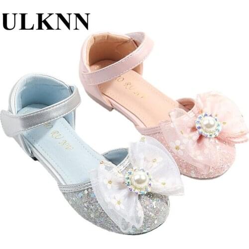 ULKNN Girls Sandals 2021 Children Summer New Flowers Beading Shoes Students' Princess Shoes Soft Bottom Shoes Baotou Pink Shoe