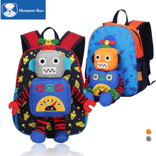 Baby Bag Toddler Kid Anti Lost Backpack Baby Boy Cotton Cartoon Machine Robot Toys Preschool Bag Rucksack Infant Children Bag