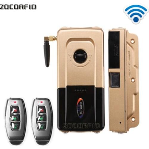 Double control Electric Door Lock Wireless Control With Remote Control Open & Close Smart Lock Security Door Easy Installing