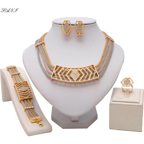 Fani nigerian wedding woman accessories jewelry set fashion african beads jewelry set dubai gold colorful jewelry set Wholesale
