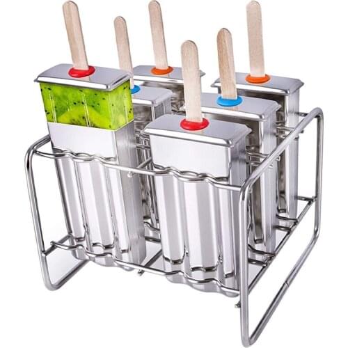 Stainless Steel Popsicle Molds Rust-Resistant Popsicle Maker Set Popcical Mold with Tray- Cleaning Brush