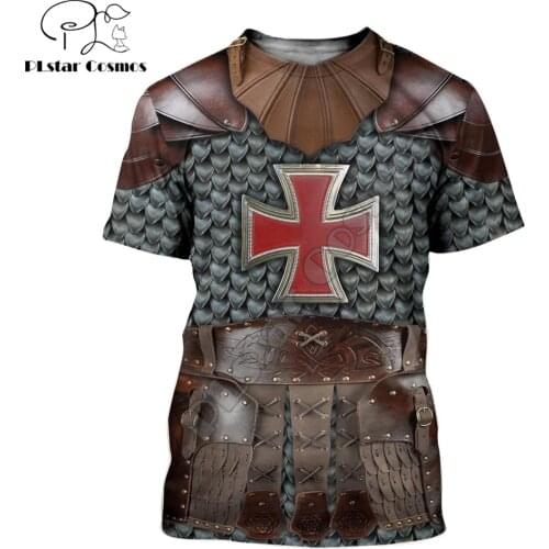 Knight Medieval Armor 3D printed t shirt Harajuku summer Short sleeve shirt Knights Templar street Casual Unisex T-shirt DW0044