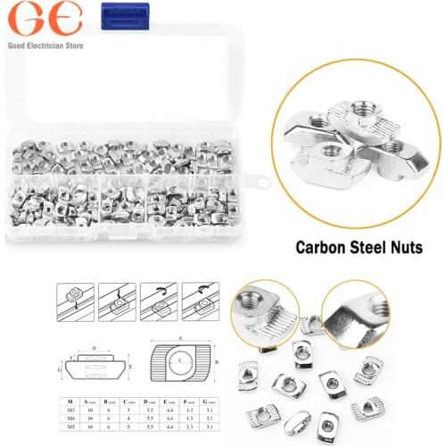 180Pcs T Nuts, M3 M4 M5 Nut Hammer Head Fastener Nut Nickel Plated Carbon Steel with 4 Matching Wrenches for Aluminum Profile