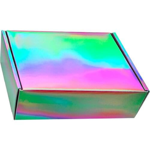 Custom Printing Tuck Top Holographic Mailing Subscription Packaging Boxes Iridescent Corrugated Shipping Mailer Paper Box