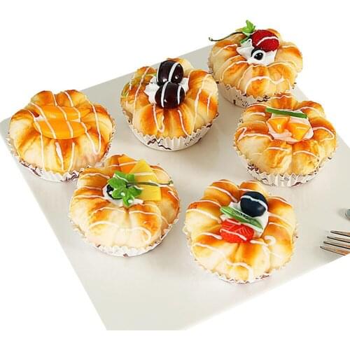 6pcs Simulation PU Fruit Bread Artificial Fake Bread Kitchen Food Prop Decoration Ornament Accessories Cake Miniatures