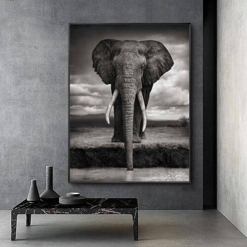 Elephant Drinking Water Canvas Painting Poster Nordic Print Wall Art Picture For Living Room Home Decor Wall Decor Frameless