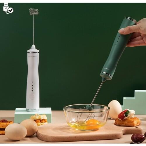 Coffee Milk Bubbler USB Rechargeable Milk Beater Stainless Steel Automatic Mixer Household Kitchen Wireless Electric Egg Beater
