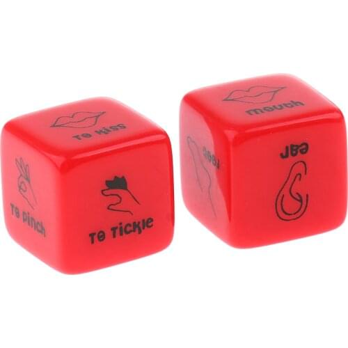 2pcs 6 Sided Dice Game D6 Word Dic Sex Erotic Toy For Adults Foreplay Game Intensify Desire 18Mm Red