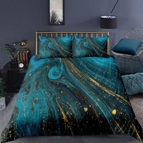 WOSTAR Nordic style marble duvet cover set geometric print gilded bedding set luxury home textiles quilt cover bedclothes 2/3pcs