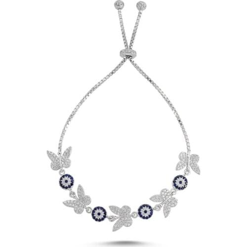 KUTAYDAN 925 Sterling Silver Zircon Stone Butterfly Elevator Bracelet