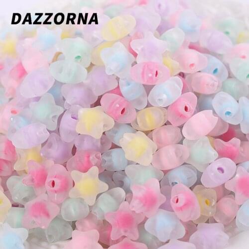 50-200Pcs Frosted Acrylic Beads Five-Pointed Star Shape Loose Spacer Beads for Diy Jewelry Making Handicraft Accessories