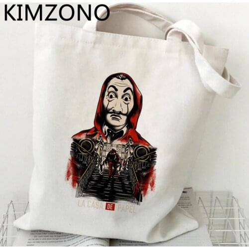 La Casa De Papel shopping bag shopper bolsas de tela reusable canvas shopper bag net shoping ecobag fabric grab