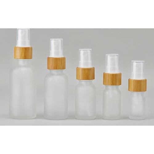 Refillable Empty Bottle 5/10/15/30/50/100ml Plastic Spray Bottles With Natural Bamboo Lid Pump Head Perfume Cosmetic Containers