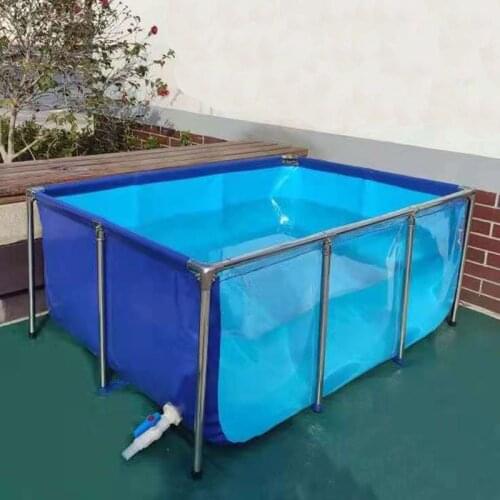 A set Tarpaulin Aquarium Fish Tank Childrens Swimming Pool Water Pond+High Strength Stainless Steel Bracket Upgrade Type