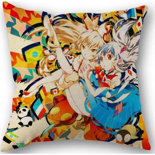 Anime Kamado Nezuko Pillow Covers Cases Cotton Linen Zippered Square Decorative Pillowcase Outdoor,Office,Home Cushion 45x45cm